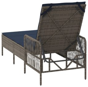 Espreguiçadeira Cinza Rattan PE 157 x 55 x 92 cm Dobrável