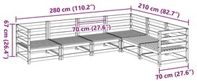 6 pcs conjunto sofás de jardim madeira de pinho castanho cera