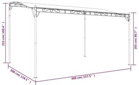 Toldo 4x3 m 180 g/m² tecido e aço cinzento-acastanhado