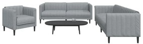 3 pcs conjunto de sofás tecido cinzento-claro