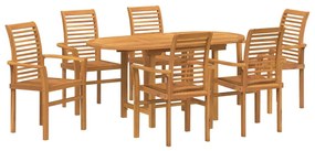 Conjunto de Jantar para Jardim com 7 Peças em Madeira Teak.