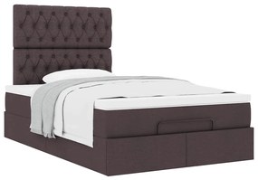Estrutura cama otomana colchão 120x200cm tecido castanho escuro