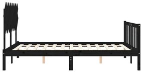 Estrutura de cama com cabeceira 140x190 cm madeira maciça preto