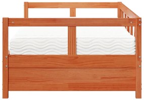 Sofá-cama com colchão 90x190 cm pinho maciço castanho-mel