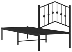 Estrutura de cama com cabeceira 75x190 cm metal preto