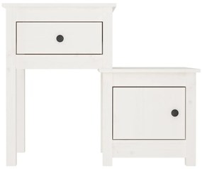 Mesas de cabeceira 2 pcs 79,5x38x65,5 cm pinho maciço branco