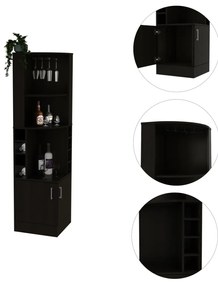 Armário de bar de canto syrah, 180.6CM A X 46.9CM An X 46.9CM P, Preto