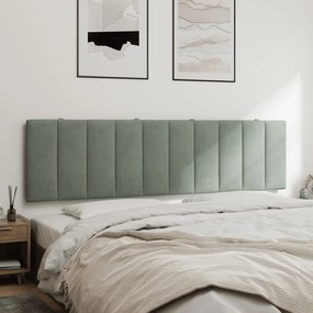 Almofadão de cabeceira 180 cm veludo cinzento-claro