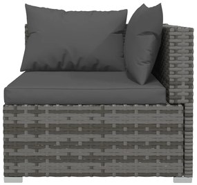 5 pcs conjunto lounge de jardim c/ almofadões vime PE cinzento