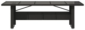 Mesa de jardim com tampo de vidro 240x90x75 cm vime PE preto