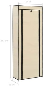 Sapateira com cobertura 57x29x162 cm tecido creme