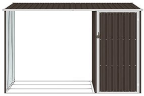 Abrigo de lenha p/ jardim 245x98x159cm aço galvanizado castanho