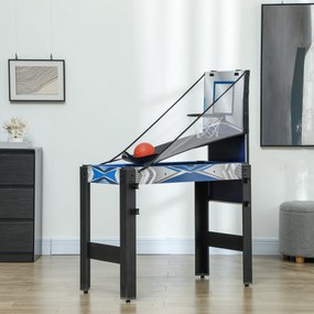 Mesa de jogos multifunções 5 em 1: bilhar, pingue-pongue, jogo de discos, mini-basquetebol, tiro com arco, azul