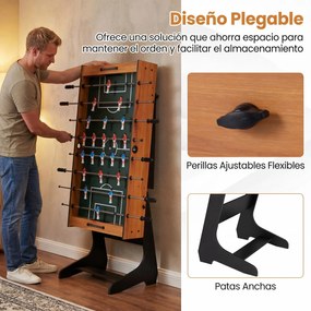 Mesa de matraquilhos dobrável 121 x 60,5 x 81 cm em madeira com 22 jogadores para crianças, 2 marcadores e 2 bolas para 2 a 4 jogadores – Festas, famí