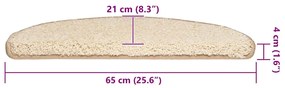 Tapetes de escada 30 pcs 65x21x4 cm creme