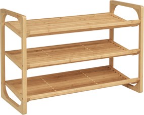HOMCOM Sapateira Bambu 3 Níveis Armazenamento 9 Pares Sapatos Entrada Corredor 76x33x51 cm Madeira | Aosom Portugal