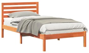 Estrutura da Cama com cabeceira Castanho-mel 90 x 190 cm