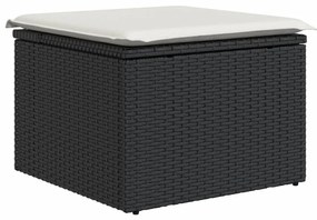 8 pcs conjunto sofás de jardim com almofadões vime PE preto