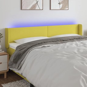 vidaXL Cabeceira de cama c/ luzes LED tecido 163x16x78/88 cm verde