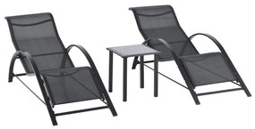 Outsunny 2 Espreguiçadeiras de Jardim 59x169x66 cm com Mesa 41x41x45 c