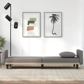 Sofá-cama com almofadões tecido cinzento-acastanhado