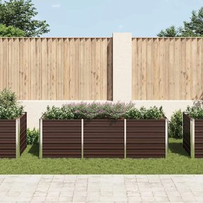 Canteiro elevado de jardim aço galvanizado 240x80x77cm castanho