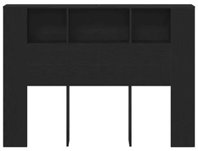 Cabeceira Preto Carvalho vidaXL - 140x19x104,5 cm - Feito de Madeira I