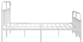 Estrutura de cama com cabeceira e pés 200x200 cm metal branco
