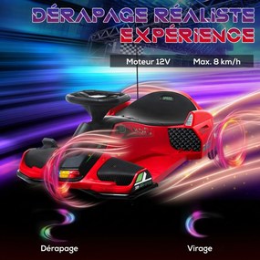 Kart Elétrico para Crianças 6 aos 10 anos, 90 x 53 x 99 cm, Modo Drift, Vermelho