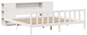 Cama com estante sem colchão 200x200 cm pinho maciço branco