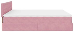 Estrutura de cama otomana com colchões 180x200 cm veludo rosa