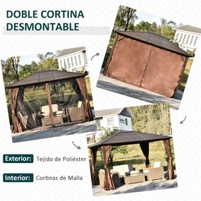 Pérgola para Jardim com Parede Lateral e Rede Mosquiteira 365x300x265