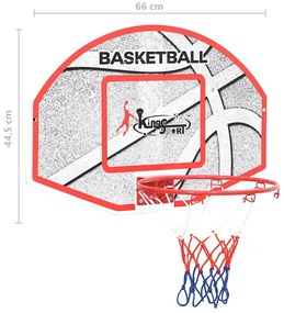 Conjunto tabela basquetebol p/ montar parede 5 pcs 66x44,5 cm