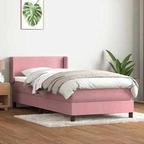 vidaXL Cama com molas/colchão rosa 80x210 cm veludo
