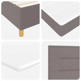 Cama Box Spring com Colchão &amp; LED Taupe 120x190 cm Tecido