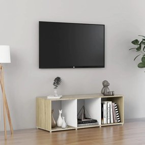 vidaXL Móvel de TV derivados de madeira branco e carvalho sonoma