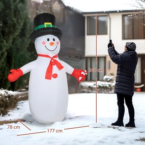 Boneco de neve insuflável de Natal 177 x 78 x 240 cm decoração insuflável de Natal com luzes LED, multicolorido
