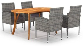 vidaXL 5 pcs conjunto de jantar para jardim antracite