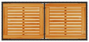 Mesa de jardim com tampo em acácia 115x54x74 cm vime PE preto