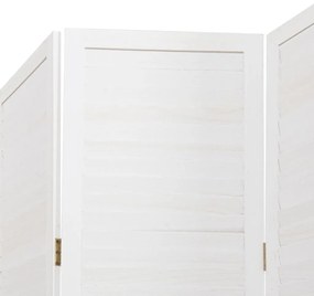 Biombo com 3 painéis madeira de paulownia maciça branco