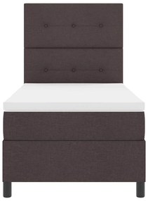 Cama Box Spring com Colchão Castanho Escuro 90x200 cm Tecido