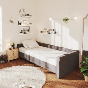 Sofá-cama c/ saída USB 90x200 cm tecido cinzento-escuro