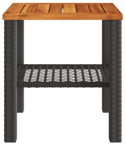 Mesa de jardim 40x40x42 cm vime PE e madeira de acácia preto