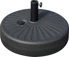 Outsunny Base Guarda-sol Jardim Recarregável Água 22kg Suporte Chapéu Sol Redondo Resistente UV Estável Ø51x28cm Preto | Aosom PT
