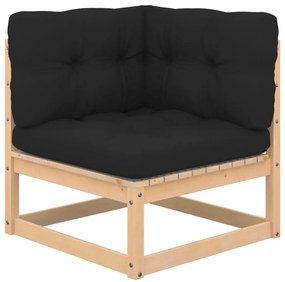 5 pcs conjunto lounge de jardim c/ almofadões pinho maciço