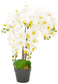 280165 vidaXL Planta orquídea artificial com vaso 60 cm branco