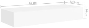 Prateleiras de parede com gavetas 2pcs MDF 60x23,5x10 cm branco