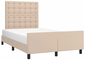 Estrutura de cama sem colchão 120x190cm couro artif. cappuccino