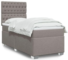 Cama com molas/colchão 90x200 cm tecido castanho-acinzentado