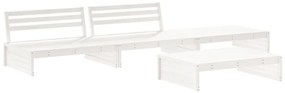 4pcs conjunto lounge jardim c/ almofadões madeira maciça branco
